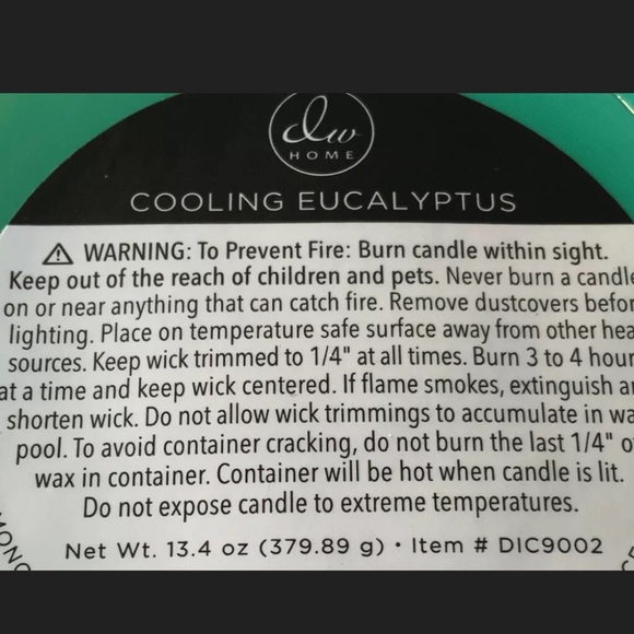 DW HOME CANDLE COOLING EUCALYPTUS RICHLY SCENTED - Picture 3 of 3